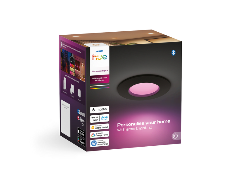 Philips Hue Slim recessed spotlight 90 mm Black