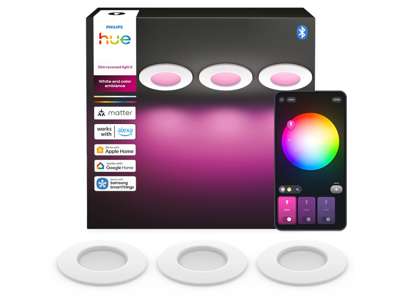 Philips Hue Slim recessed spotlight 90 mm White - 3-pack