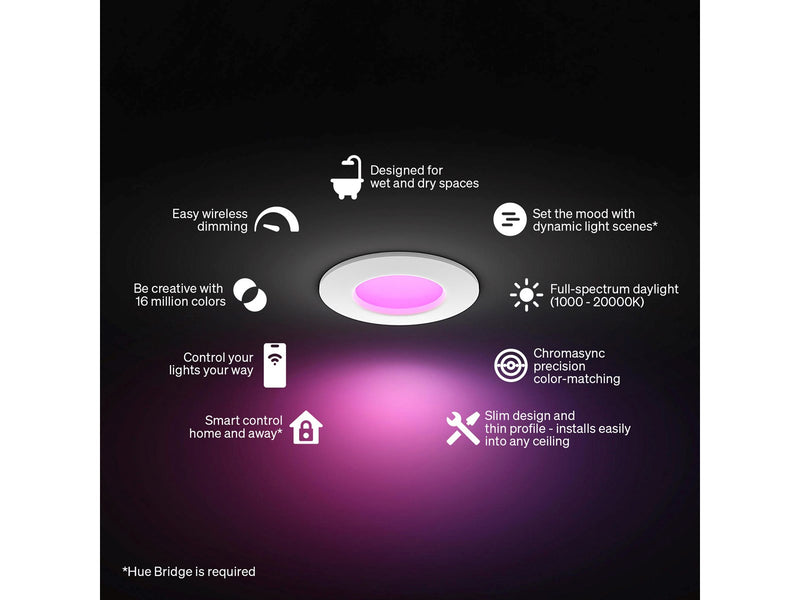 Philips Hue Slim recessed spotlight 90 mm White