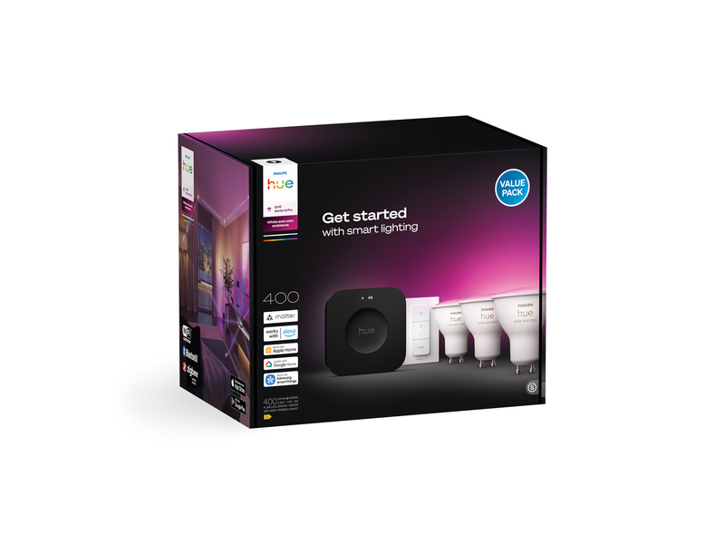 Philips Hue Starter Kit Pro: 3 GU10 bulbs + Dimmer switch + Bridge Pro
