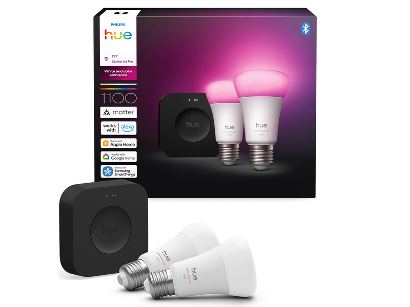 Philips Hue Starter kit: 2 E27 color-capable smart bulbs + Bridge Pro