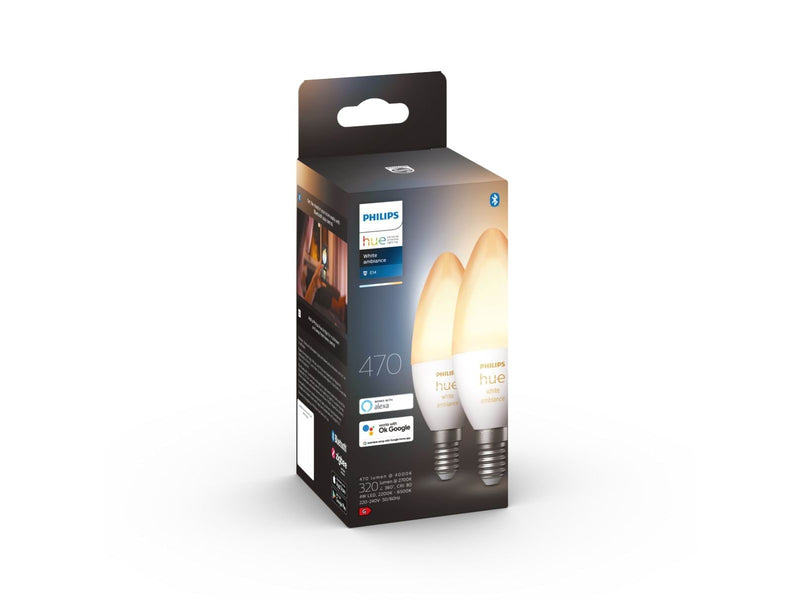 Philips Hue White Ambiance E14 B39 Candle Light - 2-pack