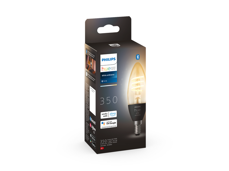 Philips Hue White Ambiance Filament E14 Candle 1-Pack