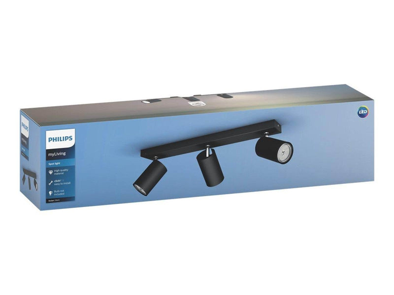 Philips Kosipo spotschiene, 3xGU10, schwarz