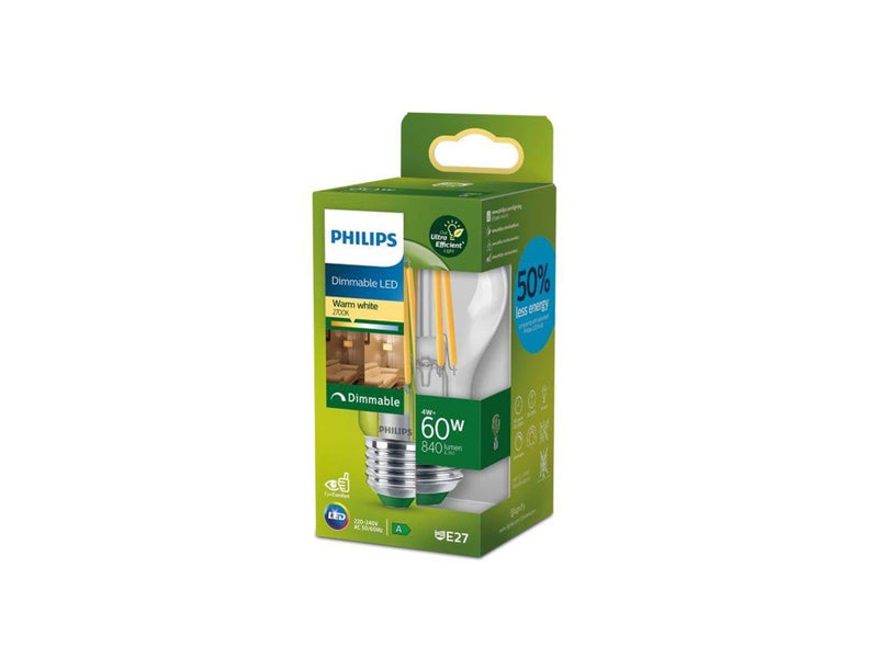 Philips LED-Lampe A60 Standard 4W/827 (60W) clear dimmable E27