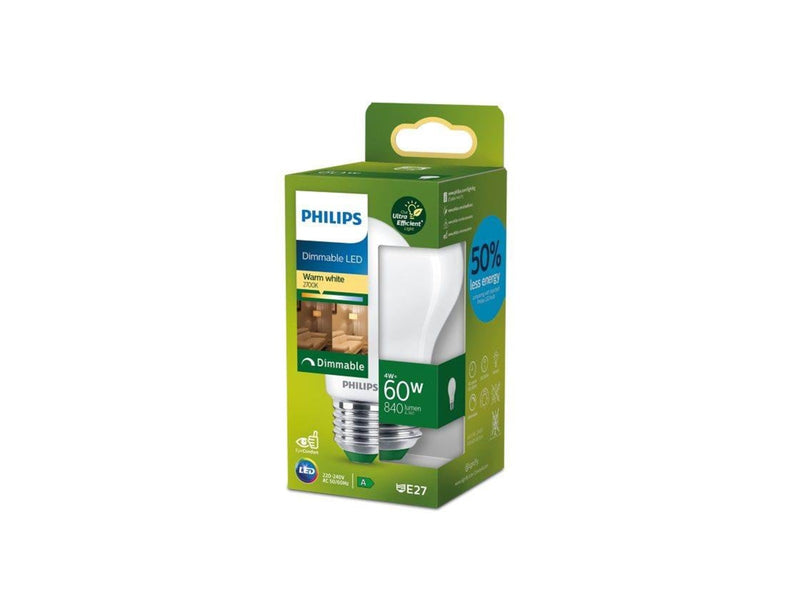 Philips LED-Lampe A60 Standard 4W/827 (60W) matte dimmable E27