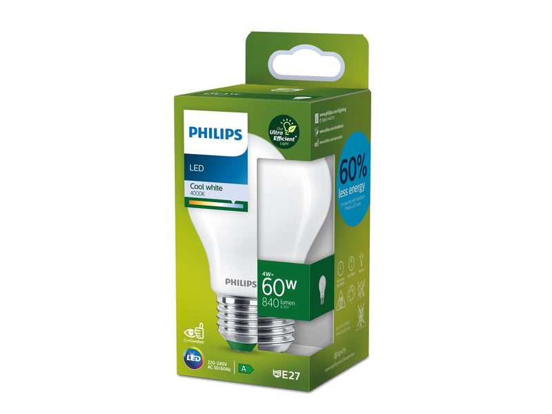 Philips LED-Lampe A60 Standard 4W/840 (60W) matte E27