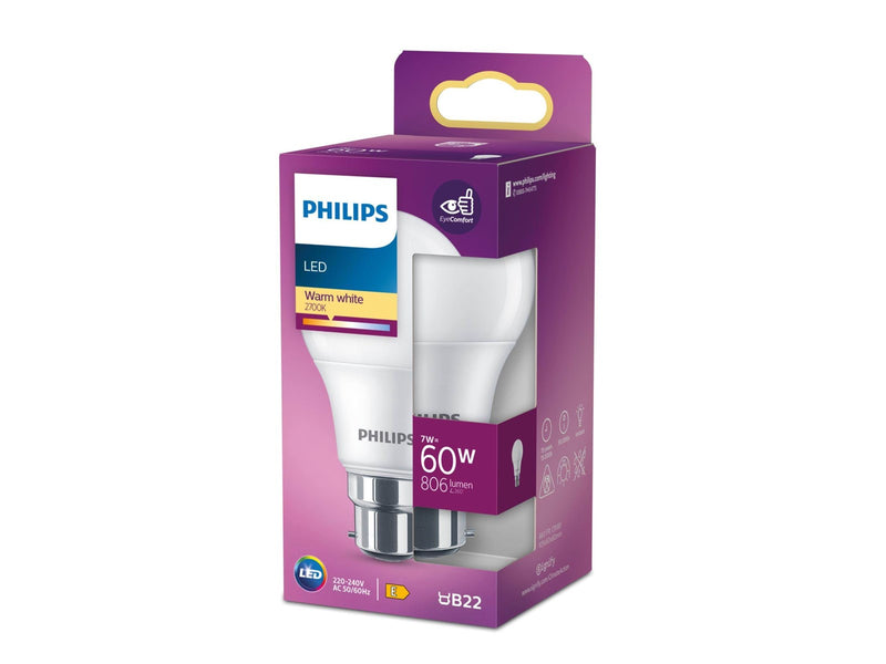 Philips LED-Lampe A60 Standard 7W/827 (60W) matt B22