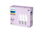 Philips LED-Lampe B35 3,4W/827 (40W) Frosted 3-pack E14