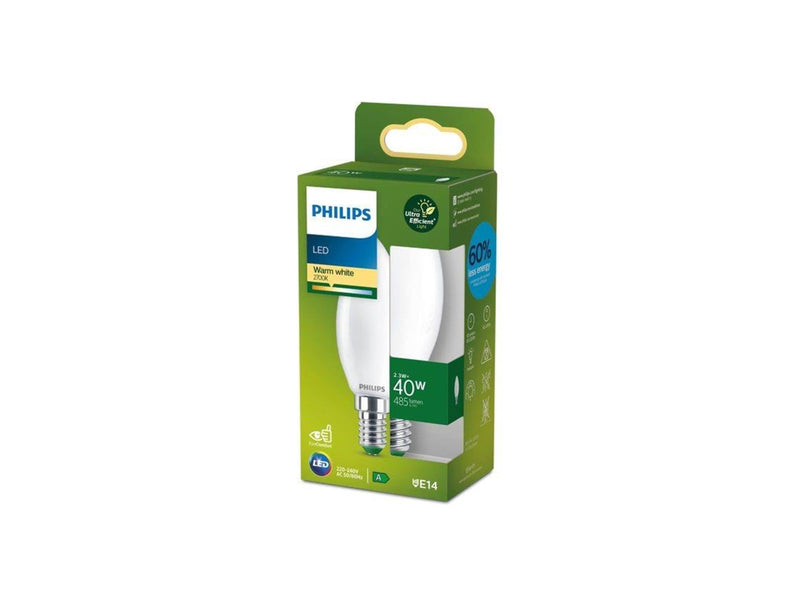 Philips LED-Lampe B35 Candle 2.3W827 (40W) matte E14