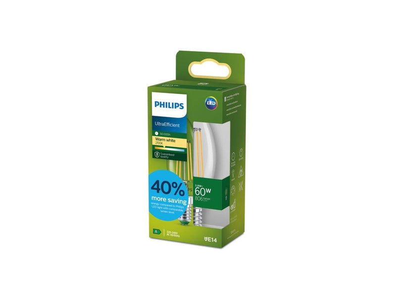 Philips LED-Lampe B35 Candle 806lm 3.8W/827 (60W) Clear E14