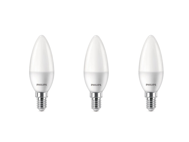 Philips LED-Lampe Candle 4.9W/827 (40W) Frosted 3-pack E14