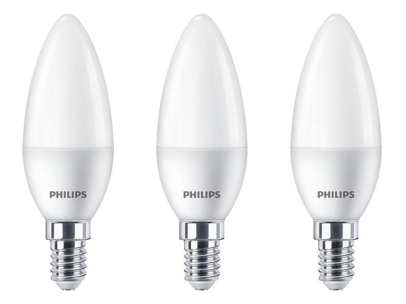 Philips LED-Lampe Candle 5W/827 (40W) Frosted 3-pack E14