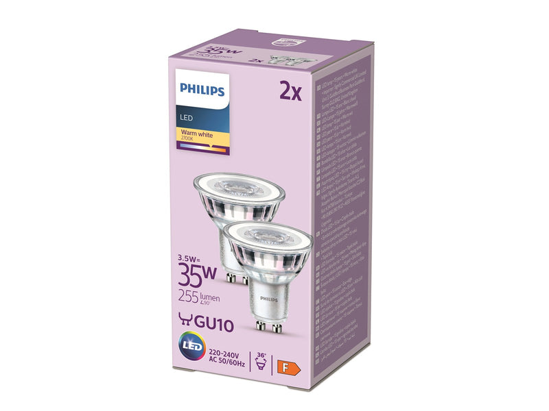 Philips LED-Lampe Classic 3.5W/827 (35W) 36° 2-pack GU10