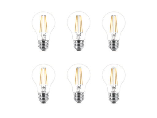 Philips LED-Lampe Classic 7W/827 (60W) Clear 6-pack E27