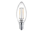 Philips LED-Lampe Classic Candle 2W/827 (25W) Clear E14