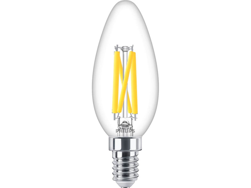Philips LED-Lampe Classic Candle 3.4W/922-927 (40W) Clear WarmGlow Dimmable E14