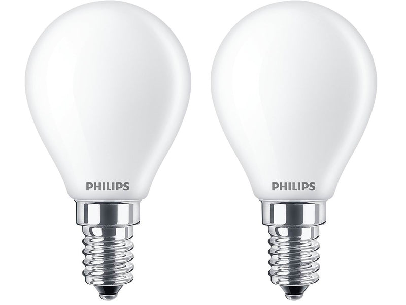 Philips LED-Lampe Classic Candle 4.3W/827 (40W) Frosted 2-pack E14