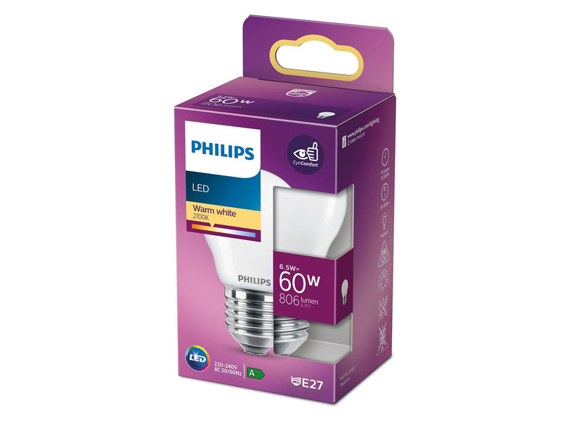 Philips LED-Lampe Classic Candle 6.5W/827 (60W) Frosted E27