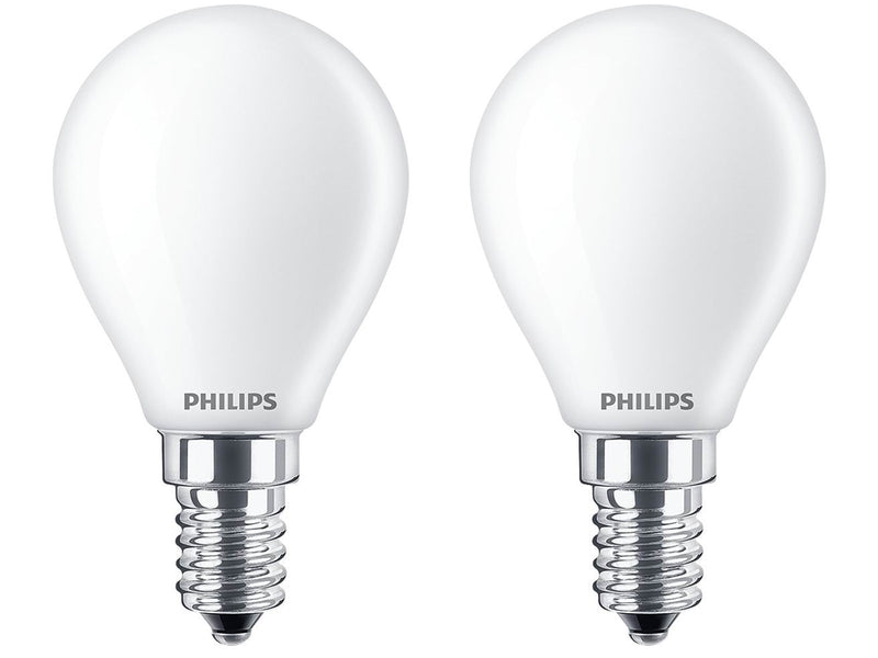 Philips LED-Lampe Classic Mini-ball 2.2W/827 (25W) Frosted 2-pack E14