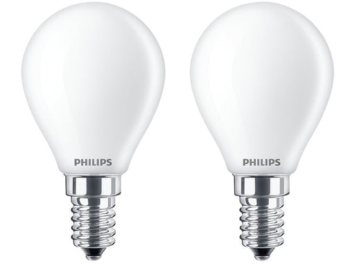 Philips LED-Lampe Classic Mini-ball 2.2W/827 (25W) Frosted 2-pack E14