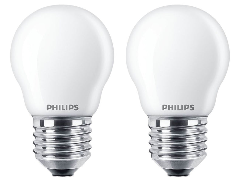 Philips LED-Lampe Classic Mini-ball 2.2W/827 (25W) Frosted 2-pack E27