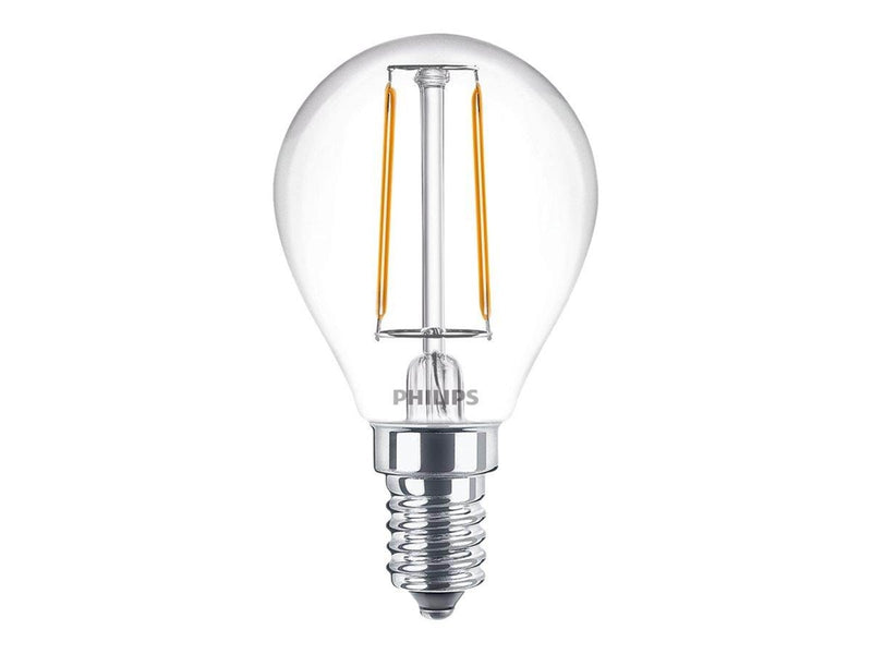 Philips LED-Lampe Classic Mini-ball 2W/827 (25W) Clear 2-pack E14