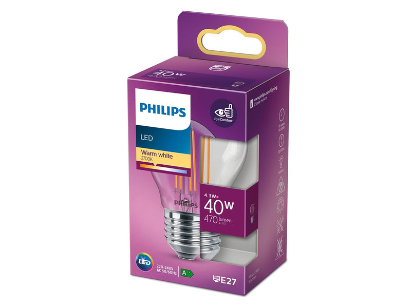 Philips LED-Lampe Classic Mini-ball 4.3W/827 (40W) Clear E27