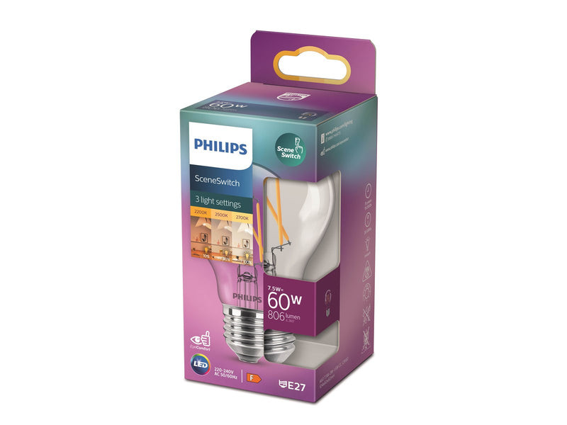 Philips LED-Lampe Classic SceneSwitch 7.5W/822-825-827 (60W) E27