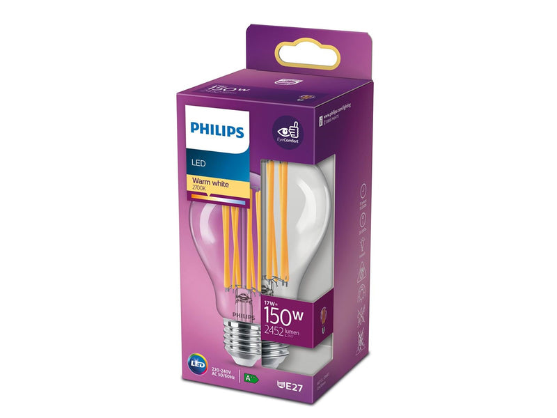 Philips LED-Lampe Classic Standard 17W/827 (150W) Clear E27