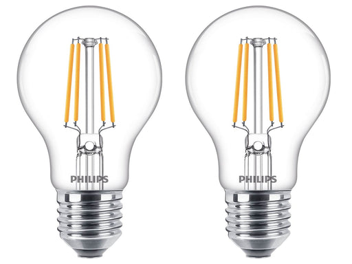 Philips LED-Lampe Classic Standard 4.3W/827 (40W) klar 2-pack E27
