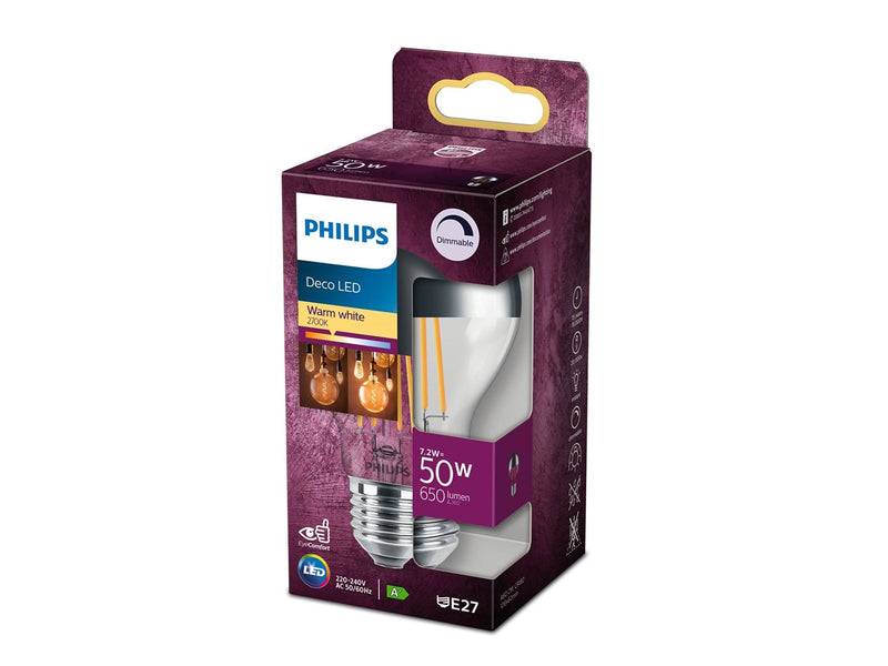 Philips LED-Lampe Classic Standard 7.2W/827 (50W) Mirror Dimmable E27
