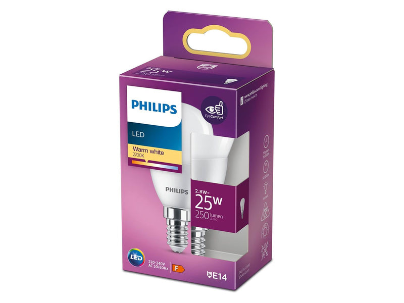 Philips LED-Lampe Mini-ball 2.8W/827 (25W) Frosted E14