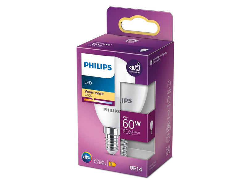 Philips LED-Lampe Mini-ball 7W/827 (60W) Frosted E14