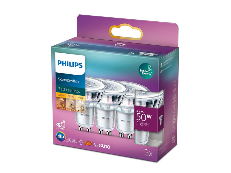 Philips LED-Lampe SceneSwitch 4.8W (50W) 822-827 36° 3-pack GU10