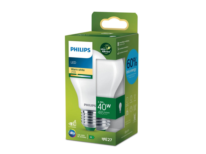 Philips LED-Lampe Standard 2.3W/827 (40W) Frosted E27