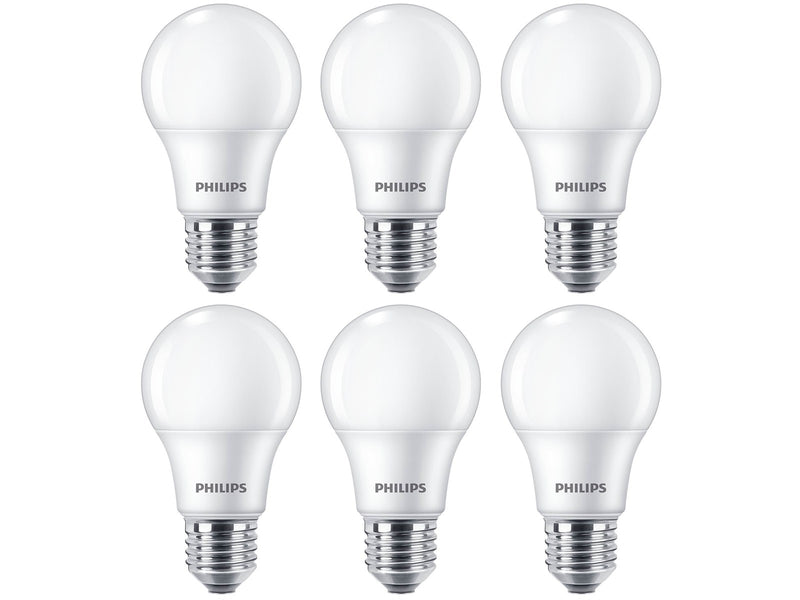 Philips LED-Lampe Standard 8W/827 (60W) Frosted 6-pack E27
