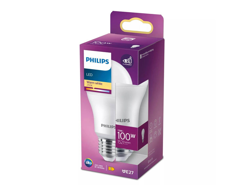 Philips LED-Lampe Standard A60 13W/827 (100W) Frosted E27