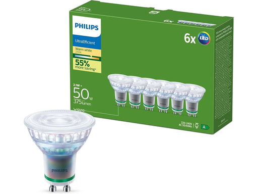 Philips LED-Lampe Ultra Efficient 2.1W/827 (50W) 36° 6-pack GU10