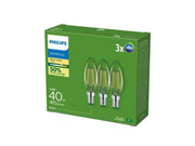 Philips LED-Lampe Ultra Efficient B35 2.3W/827 (40W) Clear 3-pack E14