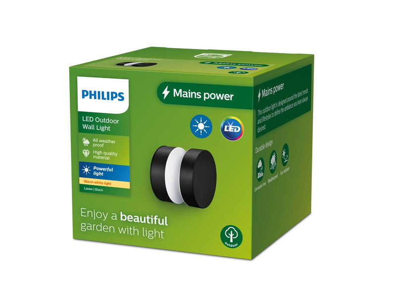 Philips Laven outdoor wall lamp 6W 2700K black