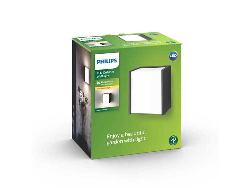 Philips Macaw wall lantern black 1x3W SELV
