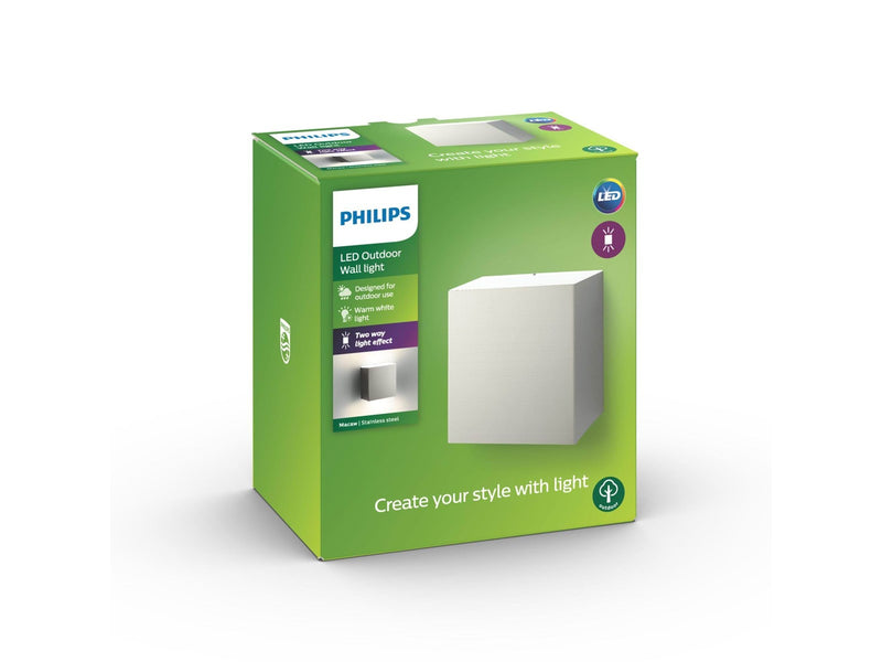 Philips Macaw wall lantern inox 1x3W SELV