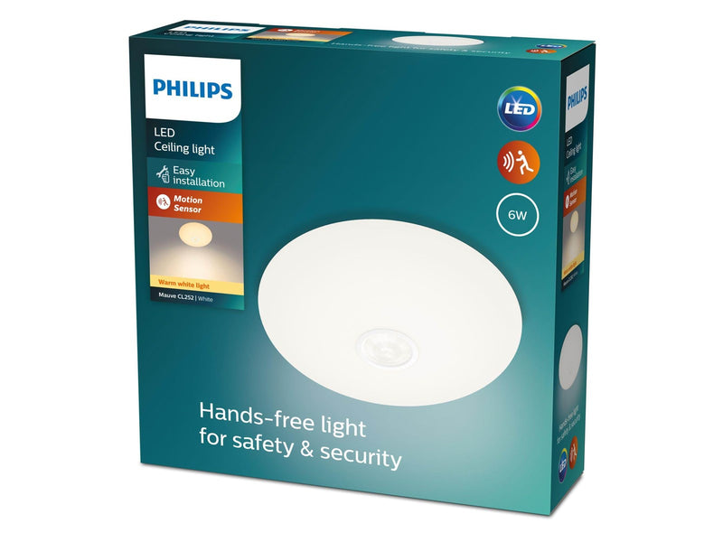 Philips Mauve ceiling with sensor Ø250 mm 6W 2700K white