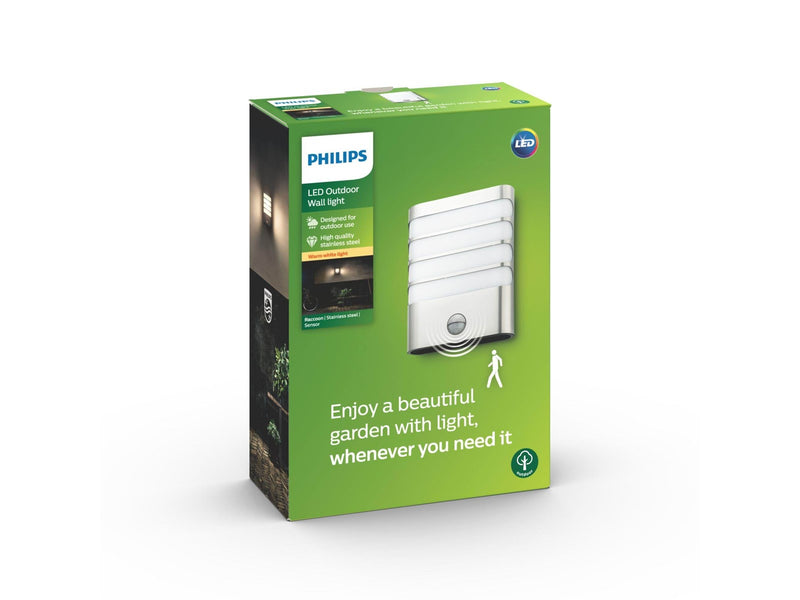 Philips Raccoon wall lantern LED inox 1x4W SELV IR (sensor