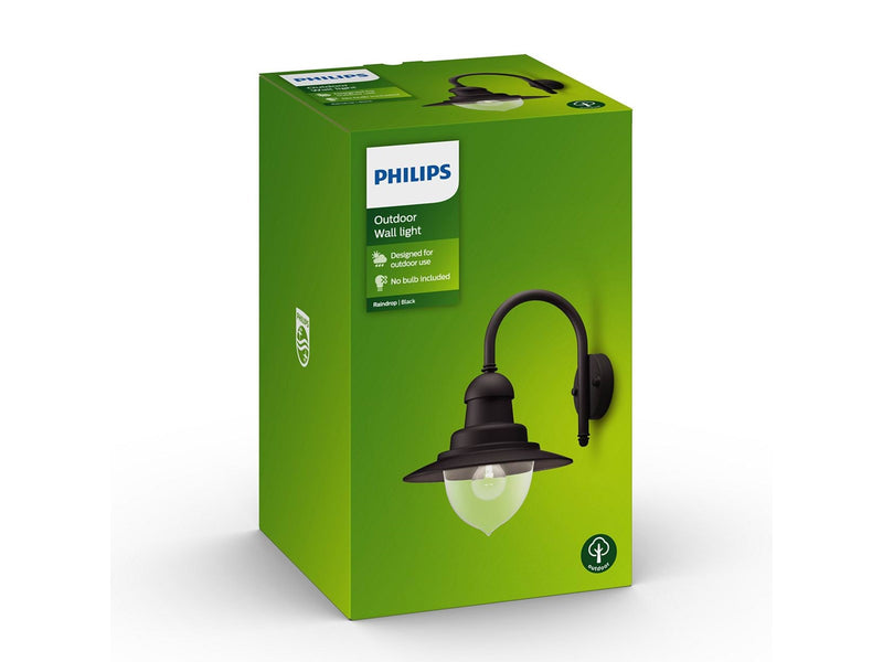 Philips Raindrop wall lantern black 1x60W 230V| No bulb Ha