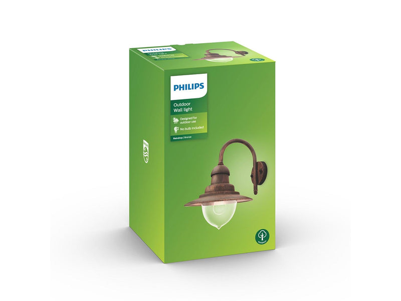 Philips Raindrop wall lantern bronze 1x60W 230V| No bulb H