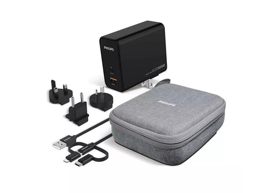 Philips Reiseadapter und Powerbank – 5000 mAh - QC 3.0 & PD (inkl. USB-A- auf USB-C/Lightning-Kabel)