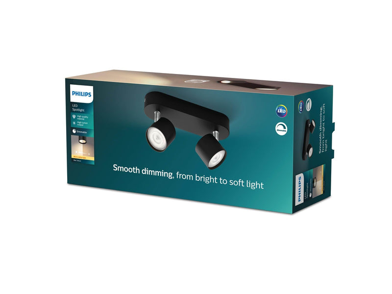 Philips STAR bar/tube black 2x4.5W SELV Dim