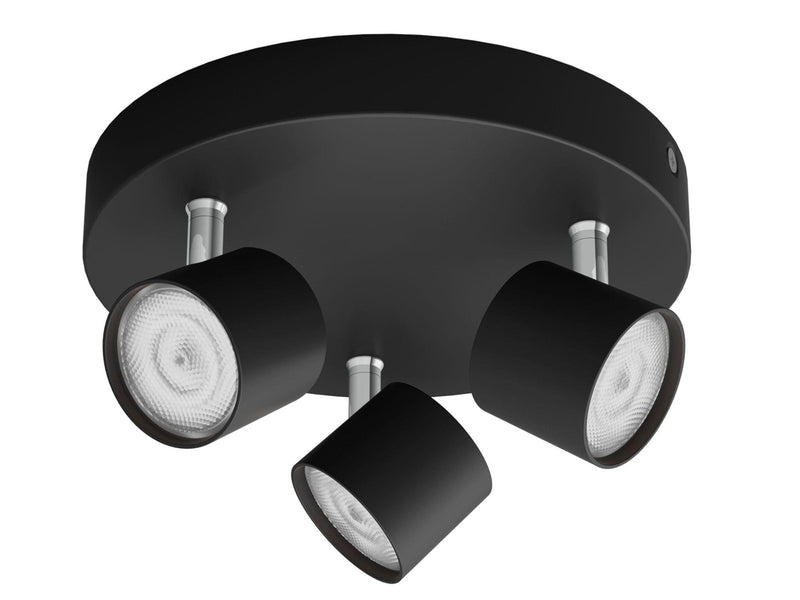 Philips STAR plate/spiral black 3x4.5W SELV Dim